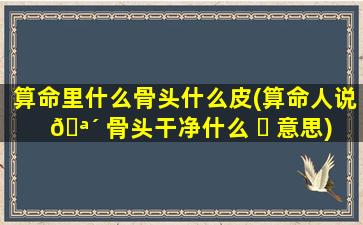 算命里什么骨头什么皮(算命人说 🪴 骨头干净什么 ☘ 意思)